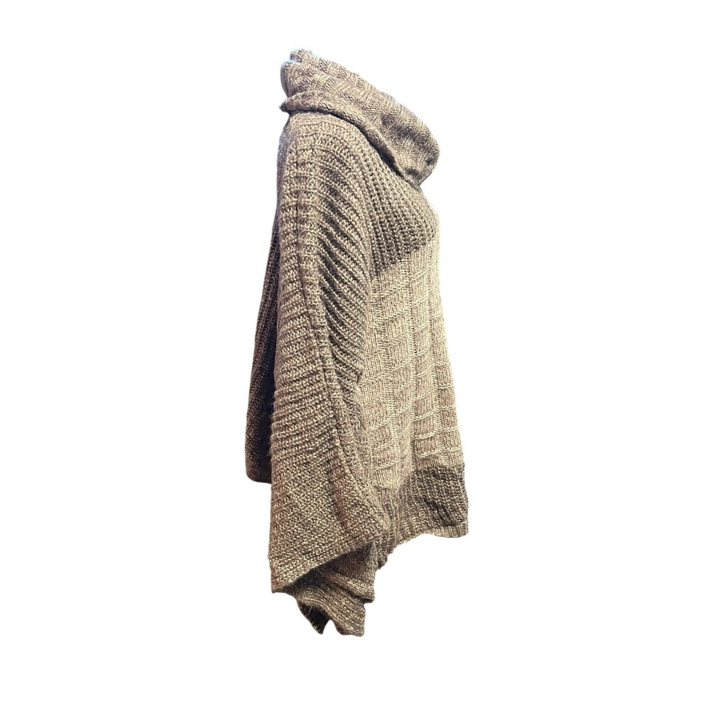 Knox Rose size XXL two tone brown patchwork cable knit cowl neck kimono sweater - Picture 3 of 8